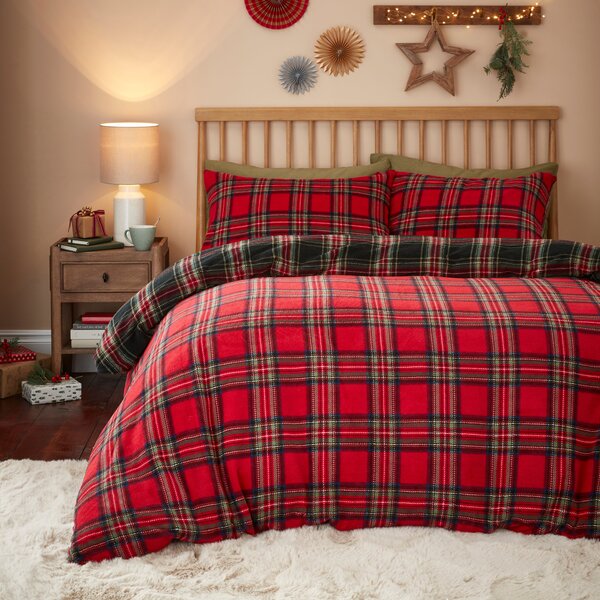 Traditional Check Duvet Cover Set Red