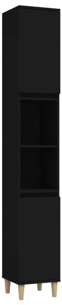 Bathroom Cabinet Black 30x30x190 cm Engineered Wood