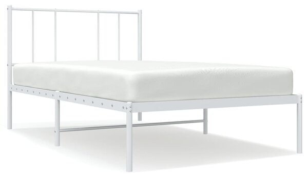 Metal Bed Frame without Mattress with Headboard White 75x190cm