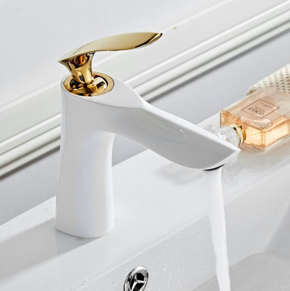 Bathroom faucet Rea Orbit White Gold Low