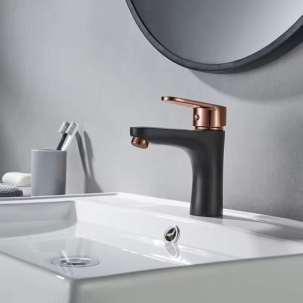 Bathroom faucet REA MILD Black Rose-Gold Low