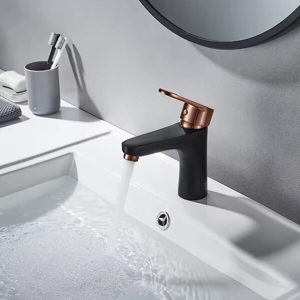 Bathroom faucet REA MILD Black Rose-Gold Low