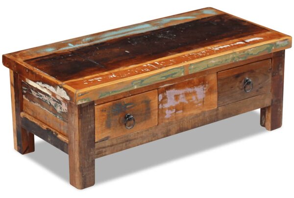 Coffee Table Drawers Solid Reclaimed Wood 90x45x35 cm