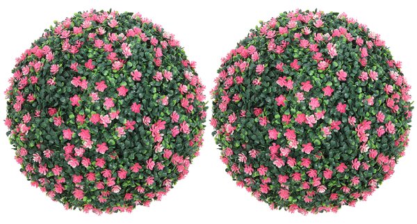 HOMCOM Set of Two Artificial Boxwood Balls Plants - Pink