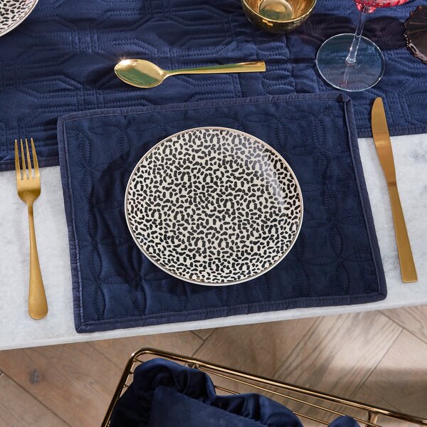 Billie Luxe Set of 2 Quilted Navy Placemats Navy