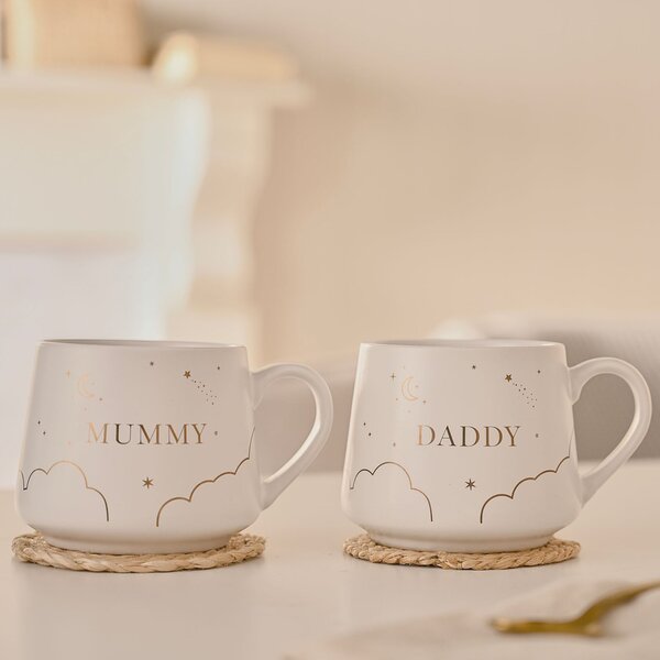 Bambino Set of 2 New Mummy and Daddy Mugs Off-White