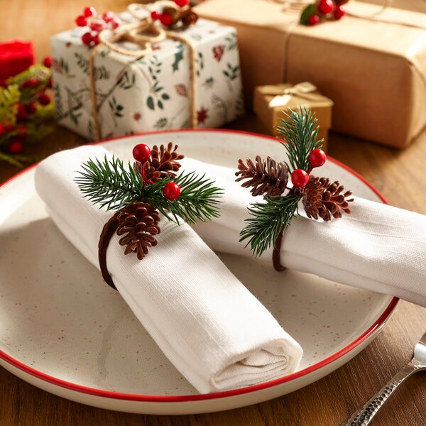 Set of 2 Spruce & Berry Napkin Rings Brown