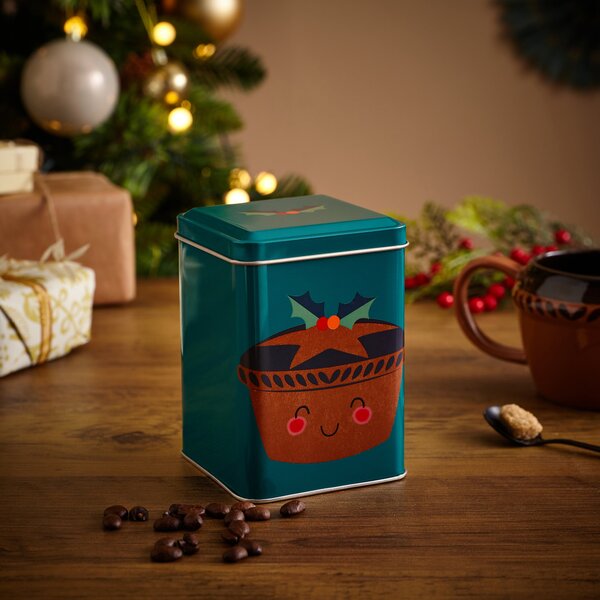 Merry the Mince Pie Steel Kitchen Canister Blue