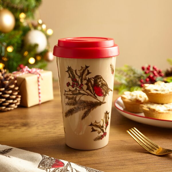 Robin Red & Cream Travel Mug Red