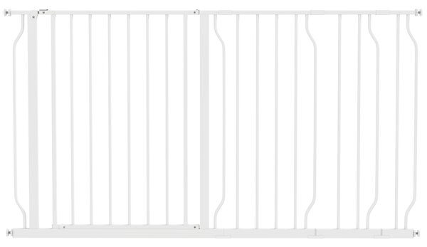 PawHut Dog Gate for Stairs Dog Gate Pet Gate with Openable Metal Frame, for Doorways, Corridors, Staircases, 75-145cm, White Aosom UK