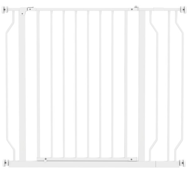 PawHut Wide Dog Safety Gate, with Door Pressure, for Doorways, Hallways, Staircases - White Aosom UK