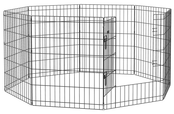 PawHut 8 Panel DIY Dog Pen with Door for Dogs, Small Animals, Indoor/Outdoor Use, 61cm High Aosom UK
