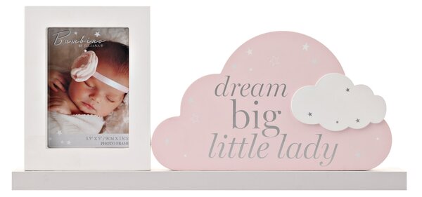 Bambino Dream Big Little Lady Pink Photo Frame Grey