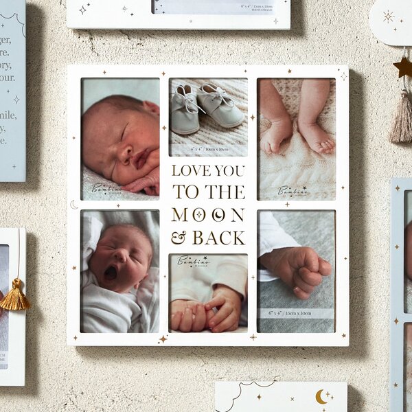 Bambino Moon and Back Grey Collage Multi Photo Frame Grey