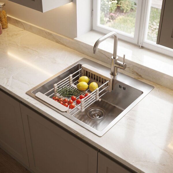 Steel sink with 3-piece accessory set REA Leo 40 Brush Nickel