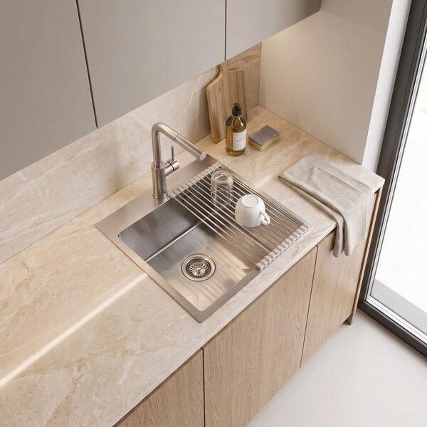 Steel sink with 3-piece accessory set REA Leo 40 Brush Nickel