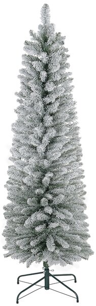 HOMCOM 5ft Artificial Pencil Christmas Tree with 263 Snow Flocked Tips, Metal Base, Realistic Xmas Tree