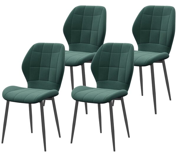 HOMCOM Set of Four Flannel Relaxed Tub Dining Chairs - Green