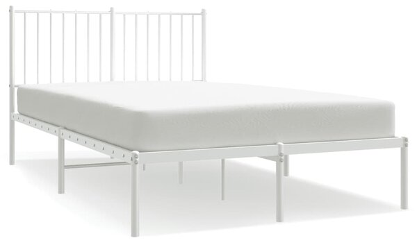 Metal Bed Frame without Mattress with Headboard White 120x190cm