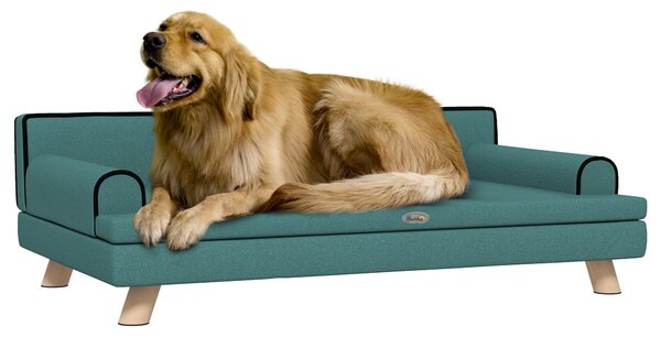 PawHut Dog Sofa with Legs, Water-Resistant Fabric Pet Chair Bed, Suitable for Large & Medium Dogs, Green, 100 x 62 x 32 cm