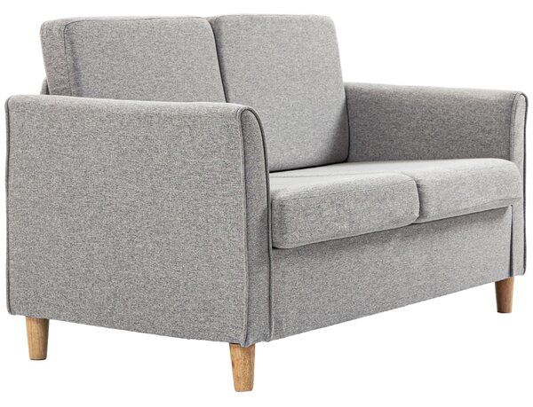 HOMCOM Compact Loveseat Sofa, Modern 2 Seater Sofa for Living Room with Wood Legs and Armrests, Light Grey