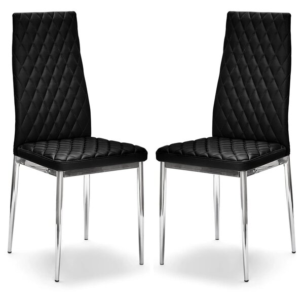 Laurel Black Faux Leather Dining Chairs In Pair