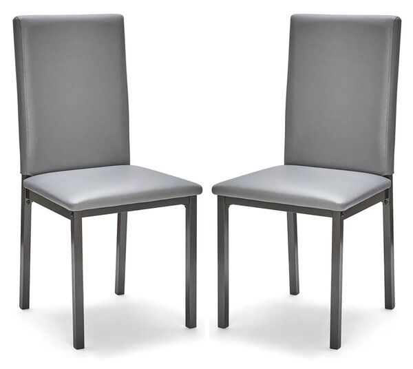 Billings Grey Faux Leather Dining Chairs In Pair