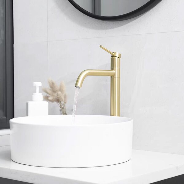 Bathroom faucet Rea Lugano Slim Brush Gold High