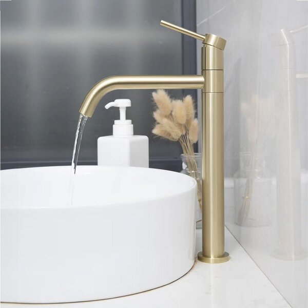 Bathroom faucet Rea Lugano Slim Brush Gold High