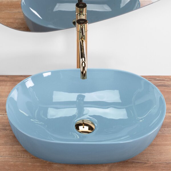 Countertop washbasin Rea LISA L.BLUE SHINY