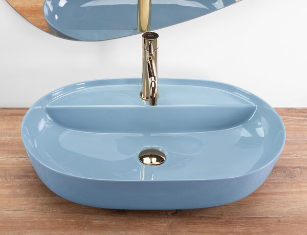 Countertop Basin REA Aura 61 L.Blue Shiny