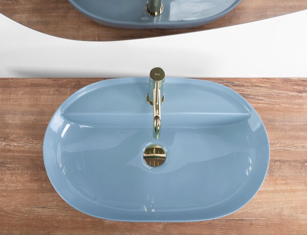Countertop Basin REA Aura 61 L.Blue Shiny