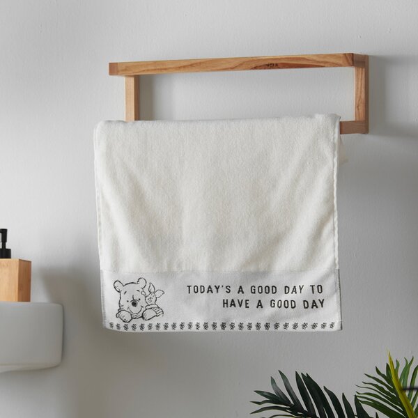 Disney Winnie the Pooh Slogan Hand Towel White