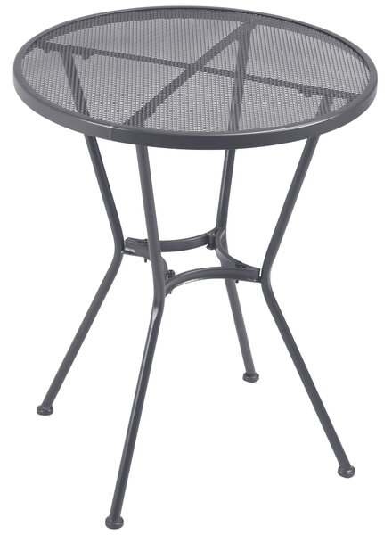 Outsunny 60cm Round Bistro Table, Metal Outdoor Furniture with Mesh Tabletop for Patio, Balcony, Dark Grey