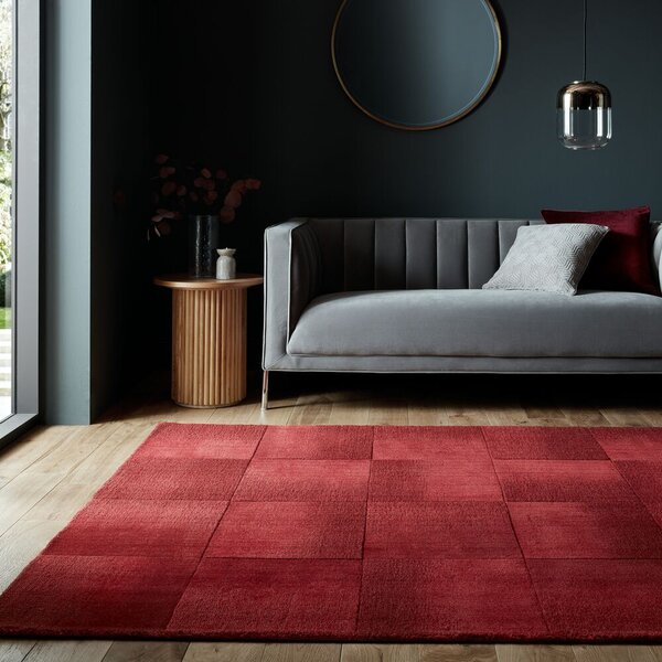 Ombre Checkerboard Wool Rug Mulberry