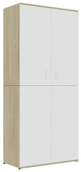 Shoe Cabinet White and Sonoma Oak 80x39x178 cm Engineered Wood