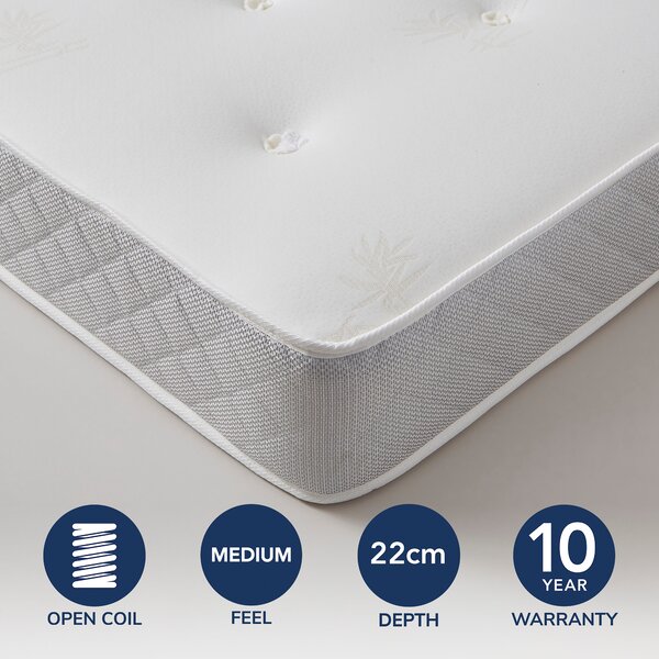 Fogarty Bamboo Open Coil Mattress White