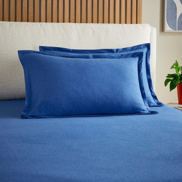 Elements Cotton Jersey Plain Oxford Pillowcase Classic Blue