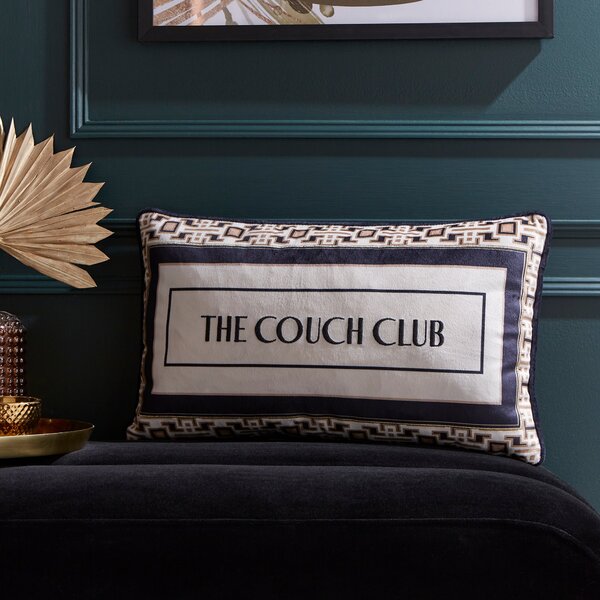 The Couch Club Embroidered Rectangular Cushion Black