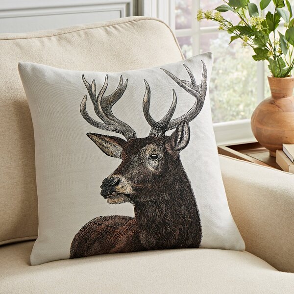 Tapestry Stag Square Cushion Black