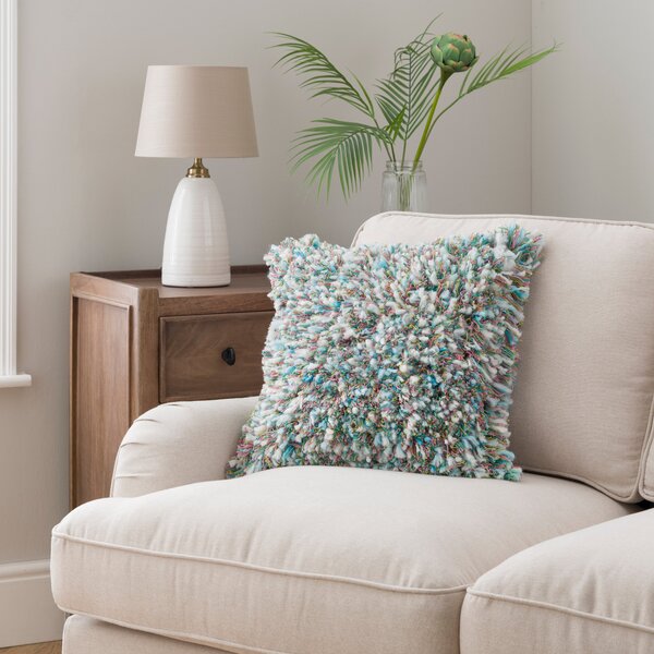 Ava Fluffy Texture Square Cushion Pastel (Multi Coloured)
