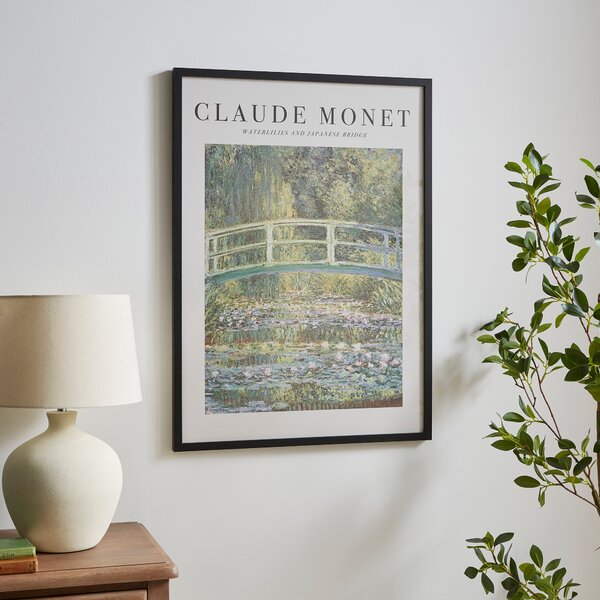 Waterlilies and Japanese Bridge by Claude Monet Framed Print Black