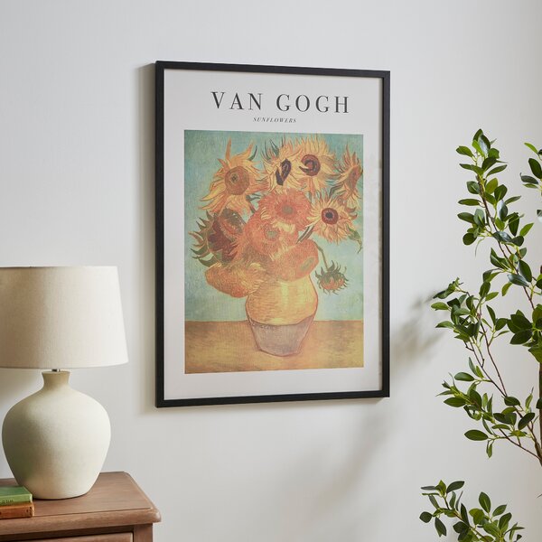 Sunflowers by Van Gogh Framed Print Black