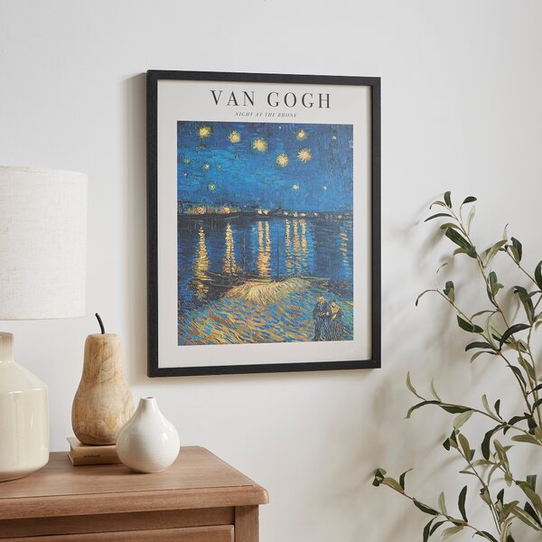 Night at the Rhone by Van Gogh Framed Print Black