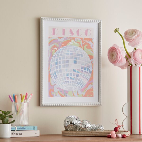 Disco Ball Framed Print MultiColoured