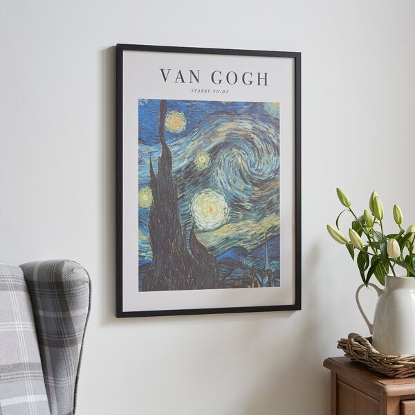 Starry Night by Van Gogh Framed Print Black