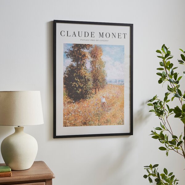 Paysage Pres De Giverny by Claude Monet Framed Print Black