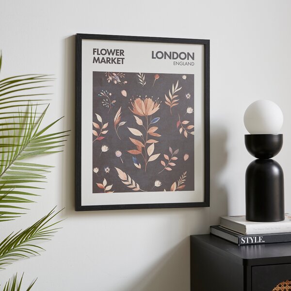 Flower Market London Framed Print Black