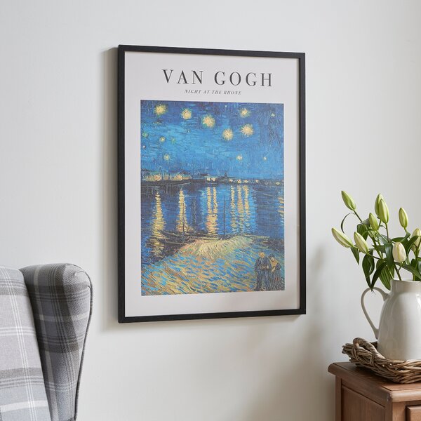 Night at the Rhone by Van Gogh Framed Print Black