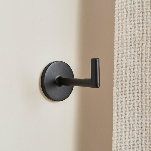 Set of 2 Contemporary Mini Curtain Hooks Black